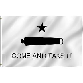 Come and Take It Texas Gonzales Flag, 3x5 ft, Double-Sided 3x5 Outdoor/Indoor Double-Sided Embroidered UV Resistant 100% 300 Denier Nylon Fabric and Threads