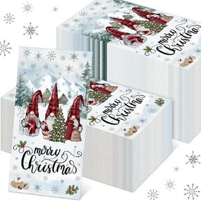 100 Pcs Christmas Winter Disposable Paper Guest Towels for Bathroom 2 Ply Decorative Gnome Napkins Christmas Hand Towels Xmas Napkins for Decoupage Winter Party Kitchen Dinner Table Decor