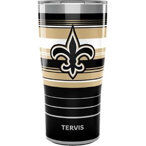 كوب سفر Tervis Traveler NFL New Orleans Saints - Hype Stripes ثلاثي الجدران معزول يحافظ على المشروبات باردة وساخنة، 20oz، من الفولاذ المقاوم للصدأ