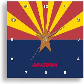 3dRose DPP_45069_1 State Flag of Arizona-Wall Clock, 10 by 10-Inch