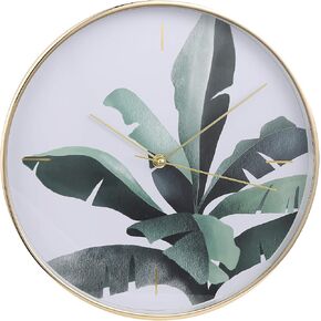 Kiera Grace Wall Clock, 12 Inch, Hays Banana Leaf Simple Modern Wall Clocks Battery Operated, Silent Non Ticking Bright Color Home Decor for Living Room, Kitchen, Bathroom
