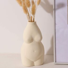Body Vase Female Form, 6.3" Tall Female Body Ceramic Vase for Decor, Modern Boho Art Vase Flower Arrangement Creative Vase for Home Office Decoration(White)