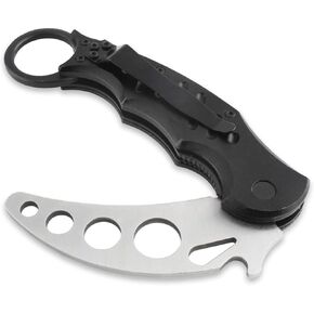 Andux Karambit, Stainless Steel Tool Holes with Pocket Clip Dull WD01 (Black)
