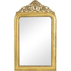Deco 79 Mango Wood Floral Room Wall Mirror Intricately Carved Acanthus Entryway Mirror, Wall Mounted Mirror 36" x 1" x 60", Gold