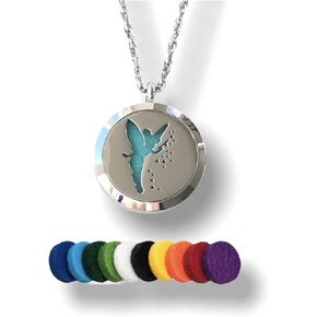 FIKA Tinkerbell Air Freshener Diffuser Necklace Locket Aromatherapy Essential Oil Great for Travel Pads (Necklace)