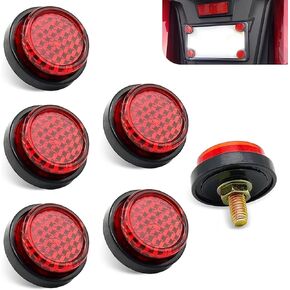 6 PCS Bicycle Rear License Plate Reflective Warning Plate Label Bolt-on, 0.94" x 0.35" M5 Round Mini Decorative Reflective Plate, Safe Travel Accessories, for Bicycles, Motorcycles (Red)