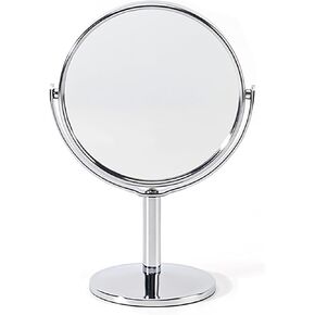 High-Definition Round Mirror with Non-Fading Surface, Steady Stand, 1X/2X Magnification, 6 inches
