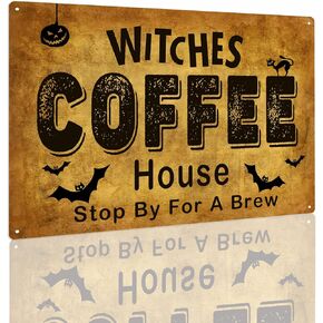 YLUYINOM Tin Sign Happy Halloween Welcome Retro Sign Vintage Metal Tin Sign Home Coffee Bar Garage Wall Art Decor Sign Plaque 6X8 inch-Tin Painting