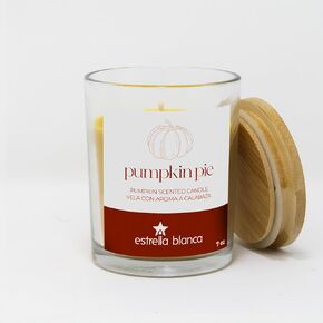Aromatic Candle 7oz Wooden Top - Pumpkin Pie, Long-Lasting Scented Candle