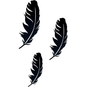 Yun&Lin Crafts YL 3 Pack Metal Wall Art Flat Feather Décor Black Feathers Sculptures Home Plaque for Decorations Living Room Bedroom Bathroom, 17"Hx5.5"W / 14"Hx4.5"W 11"Hx3.5"W