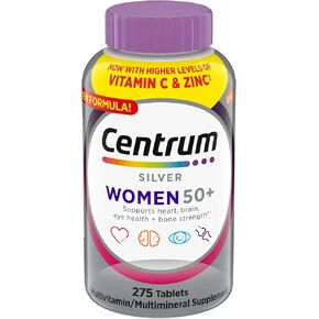 Centrum Silver Women, Multivitamin for Womens 50 Plus Multivitamin Supplement with Vitamin D3, B Vitamins, 275 Tablets per Bottle (Pack of 1)