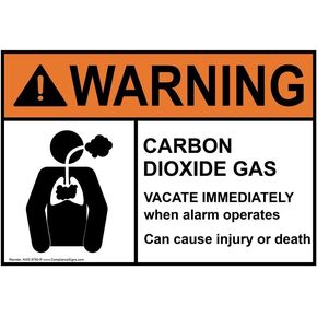 ComplianceSigns.com WARNING Carbon Dioxide Gas Vacate Immediately ANSI Label Decal, 10x7 inch Vinyl for Gases