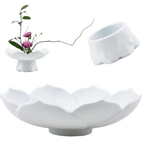 Flower Arranging Kit, 1 Set Lotus Flower Vase Dark Ceramic Flower Pot for Ikebana Floral Art, Fruit Dish Home Decoration …