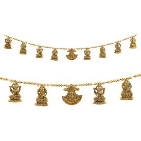 Lakshmi Ganesh Metal Toran Bandanwar Door Wall Hangings Decoration Indian Traditional Home Decor Good Luck Charm Decoration and Gifting for Home Office Temple Pooja Festival