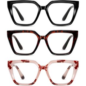 Hubeye Reading Glasses for Women Blue Light Blocking Computer Readers Oprah Square Anti Glare/Eyestrain Spring Hinge