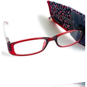 Foster Grant Magnivison Thelma Red Reading Glasses w/Case Spring Hinges+2.00