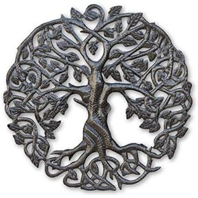 Tree of Life Wall Art, 17.25 Inches Round, Haitian Metal Artwork Decor, Celtic Family Trees, Modern Plaque, Handmade in Haiti, Fair Trade Certified