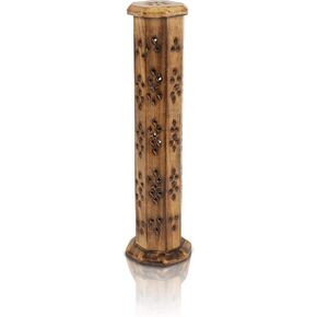 Wooden Incense Stick & Cone Burner Holder Tower Large Organic Eco Friendly Ash Catcher Agarbatti Holder Rustic Style Hand Carved for Meditation Yoga Aromatherapy Home Fragrance Products