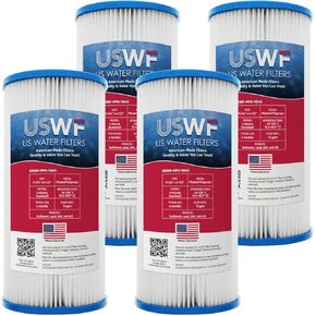 5 Micron 10 Inch x 4.5 Inch | 4-Pack Pleated Polyester Whole House Sediment Replacement Cartridge | Compatible with Culligan CP5-BBS, Hydronix SPC-45-1005 | Made in the USA, US Water Filters