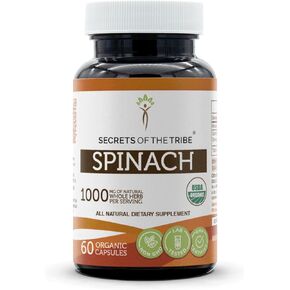 Secrets of the Tribe Spinach 60 Capsules, 1000 mg, USDA Organic Spinach (Spinacia oleracea) Dried Leaf (60 Capsules)