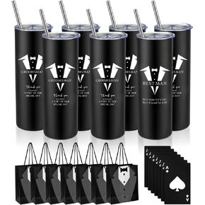 Yeaqee Groomsmen Gifts Set of 7 Wedding Proposal Gifts Includes Bags Stainless Steel Tumbler with Poker Card Beer Bottle Opener Cap Team Groom for Wedding Engagement Bachelor Party (classic, 21 Pcs) in Saudi Arabia