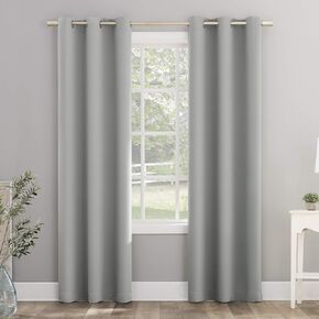 Sun Zero Riley Kids Bedroom Blackout Grommet Curtain Panel, 40" x 84", Silver Gray