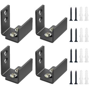 2 Pcs Sliding Barn Door Bottom Floor Guide, U Shape Sliding Barn Door Hardware,Wall Mounted Flexible Flush Bottom Guide, for Door and Cabinet（Black）