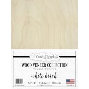 White Birch Wood Veneer Paper from Cardstock Warehouse 12 x 12 inch - 12Pt Text- 10 Sheets