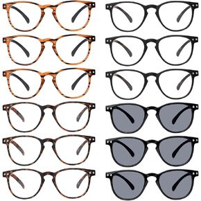 GUD 12 Pack Women's Reading Glasses (9 Pairs Reading Glasses & 3 Pairs Reading Sunglasses)