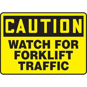 Accuform MVHR633VS Adhesive Vinyl Safety Sign, Legend "Caution Watch for Forklift Traffic", 10" Length x 14" Width x 0.004" Thickness, Black on Yellow