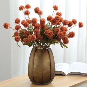 6pcs Pompon Mum Artificial Flower,Faux Silk Mini Chrysanth with Stems,for DIY Bouquet Centerpieces Office Wedding Decoration (White)
