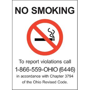 Zing Green Products 2859 Recycled Plastic "No Smoking Sign, Ohio, 14" Length, 10" Width