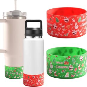 2Pcs Christmas Boot for Stanley Cup, Silicone Boot Sleeve 12-40oz Tumbler Protective Hydro Flask Water Bottle Bottom Cover Base for Simple Modern Iron Flask Water Bottle Accessories