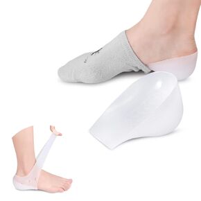 Washable Reusable Height Lifting Heel Pads, U Shaped Heel Cup Height Increase Foot Insole Cushion, Taller Insert Gel Heel Socks With Heel Cover