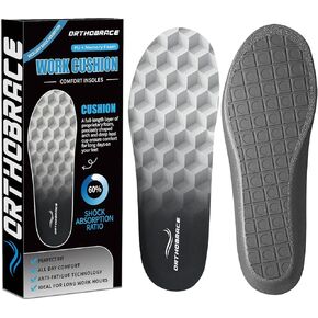 Work Cushion Insoles, Anti-Fatigue Inserts for All-Day Comfort and Shock Absorption, Men Women Work Boot Insoles, Memory Foam Perfect Fit, Ideal for Long Work Hours-E