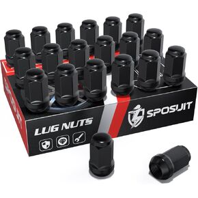 Sposuit 1/2-20 Lug Nuts - Replacement for 1974-2001 Jeep Cherokee, 2002-2013 Liberty, 2007-2018 Wrangler, 1993-2010 Grand Cherokee - Closed End Black Lug Nut(20 Pcs)