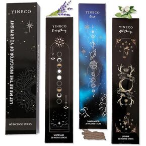 Incense Sticks Set of 6x20 Insenses for Positive Aura-White Sage & Sandalwood Sticks，Jasmine，Lavender，Dragon's Blood and Yoga Incense Boho Gift Set, Magic Hour (Happy healthy-120pcs)