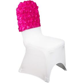 LinenTablecloth Satin Banquet Rosette Chair Cap, Fuchsia in Saudi Arabia