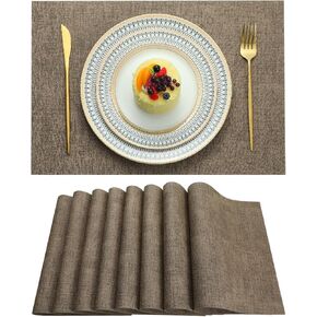 Placemats Set of 6 Washable Heat Resistant Place Mats PVC Woven Dining Table Mat Green 6pcs