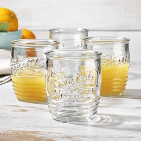 Glaver's Stemless Wine Glasses 21 Oz. Set Of 4 Original Mason Vintage Goblet Beverage Glasses Uses For Your Cocktail Lounge, Whiskey Parties, and Everyday Dinner Table. Dishwasher Safe. (Large)