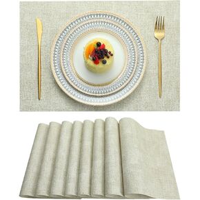 Placemats Set of 6 Washable Heat Resistant Place Mats PVC Woven Dining Table Mat Green 6pcs