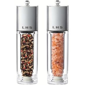 LHS Salt and Pepper Mill Grinder Shaker Set Pack of 2 Stainless Steel Precision Mechanism Ceramic Rotor with Adjustable Coarseness