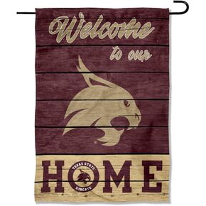 College Flags & Banners Co. Texas State Bobcats Welcome to Our Home Double Sided Garden Yard Flag