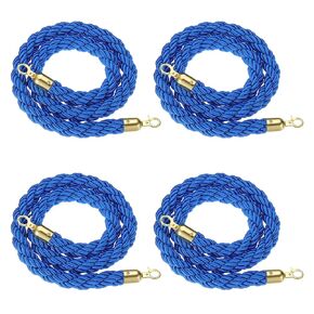 PATIKIL 4 Pack Black Twisted Stanchion Rope, 5 Ft Crowd Control Ropes Barrier Hanging Rope with Stainless Steel Silver Plated Hooks for Carpet Events Movie Theaters Opening Activities