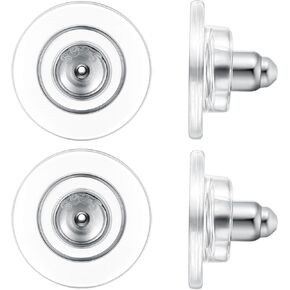 DELECOE 2 Paris Sterling Silver Locking Earring Backs Replacements for Diamond Studs,14K White Gold Plated Hypoallergenic Secure Earring Backs, No Fading Comfort Earring Backs