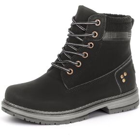 Women Work Hiking Boots - Comfortable Waterproof Lace Up Lightweight Black