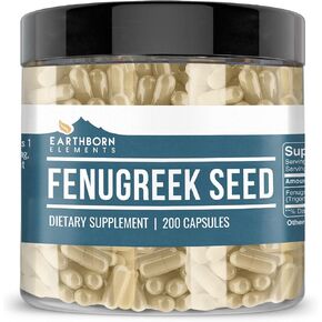 Earthborn Elements Fenugreek Seed 200 Capsules, Pure & Undiluted, No Additives