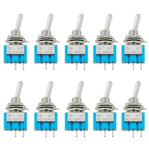 TAODAN 10PCS SPDT Mini Toggle Switch 2 Pin 2 Position On/Off Micro Toggle Switch 6A 125V MTS-101 for Electronics and Instrumentation