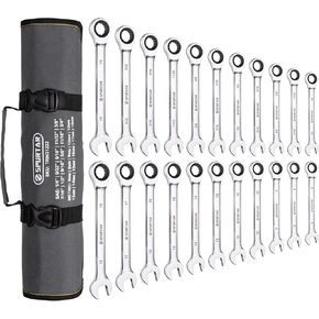 Spurtar 22 Pieces Ratchet Wrenches Set 1/4''-3/4'' & 6-18mm Ratcheting Wrench Set 72 Teeth Combination Wrench Sets CR-V Steel Mirror Finish Ratchet Wrench Set with Portable Carrying Bag