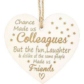 Wooden Hanging Heart Plaque, Chance Made Us Colleagues Gifts, Friendship Plaques Carved Crafts, Leaving Farewell Thank You Gift for Coworker, Wooden Hanging Sign for Wall Door Decor